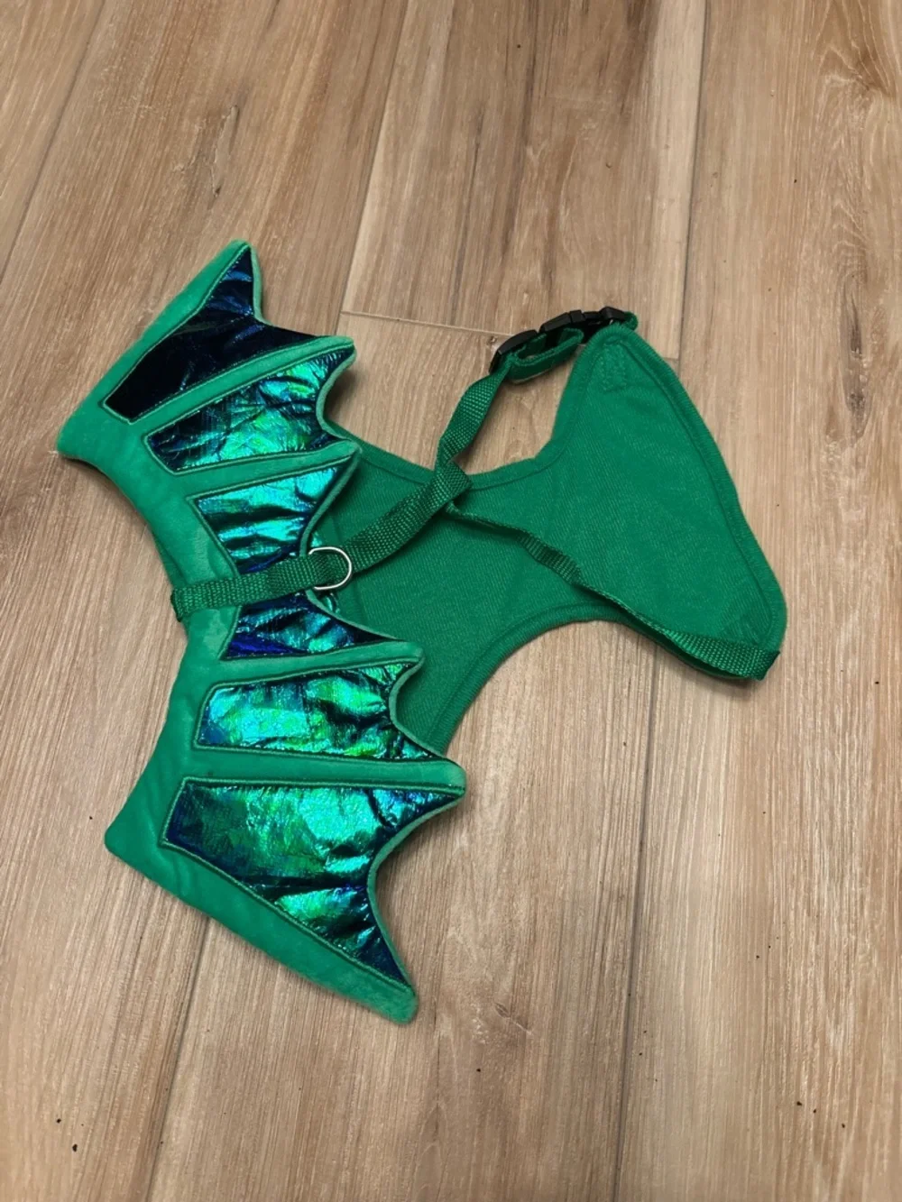 Green Dragon Wing Dog Harness with Iridescent Accents